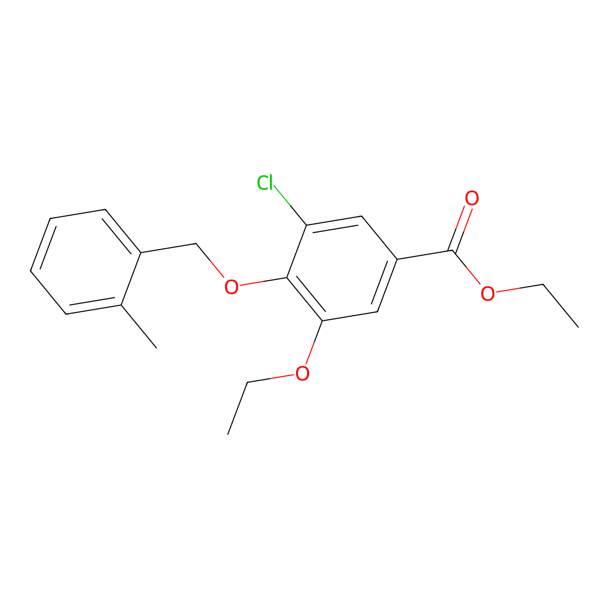 Ethyl 3-chloro-5-ethoxy-4-((2-methylbenzyl)oxy)benzoate molecular structure, CAS 1706457-95-5