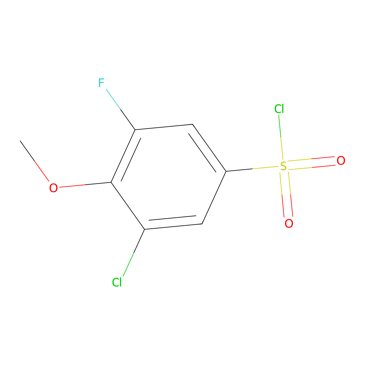 3-Chloro-5-fluoro-4-methoxybenzene-1-sulfonyl chloride molecular structure, CAS 1706458-23-2