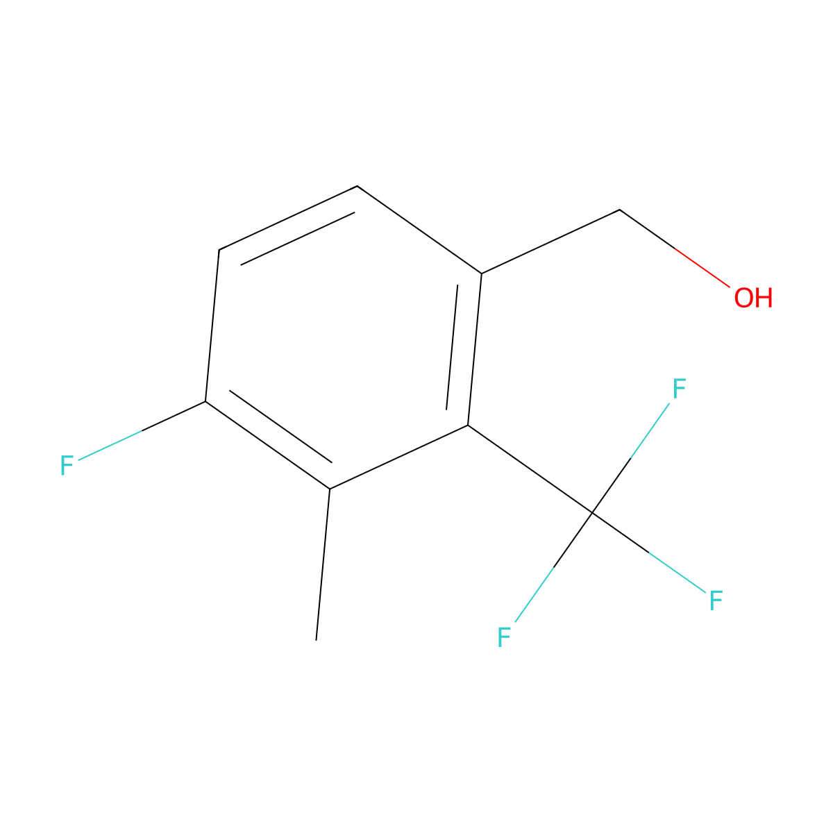 4-Fluoro-3-methyl-2-(trifluoromethyl)benzyl alcohol molecular structure, CAS 1706458-48-1