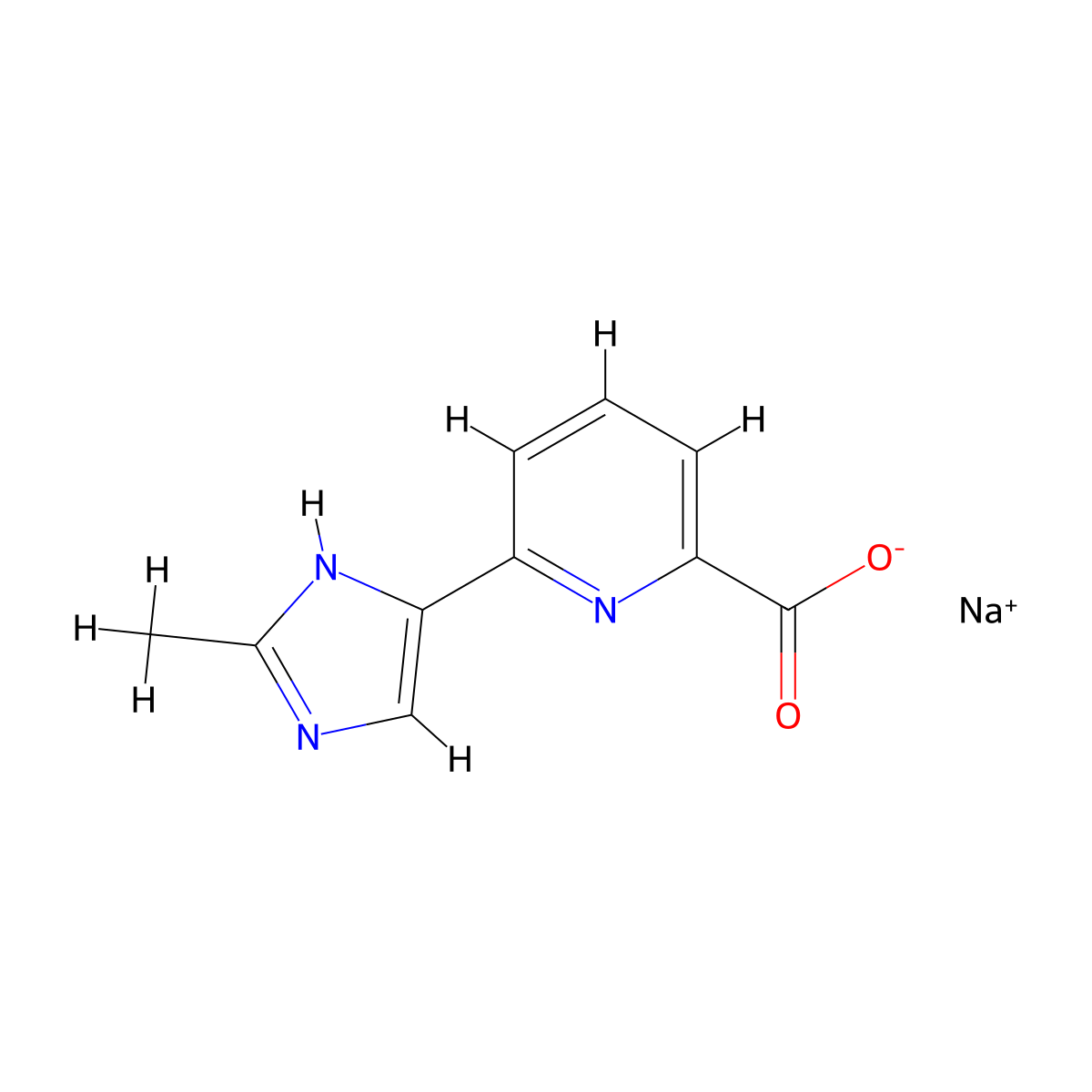 Sodium;6-(2-methyl-1H-imidazol-5-yl)pyridine-2-carboxylate molecular structure, CAS 1706458-99-2
