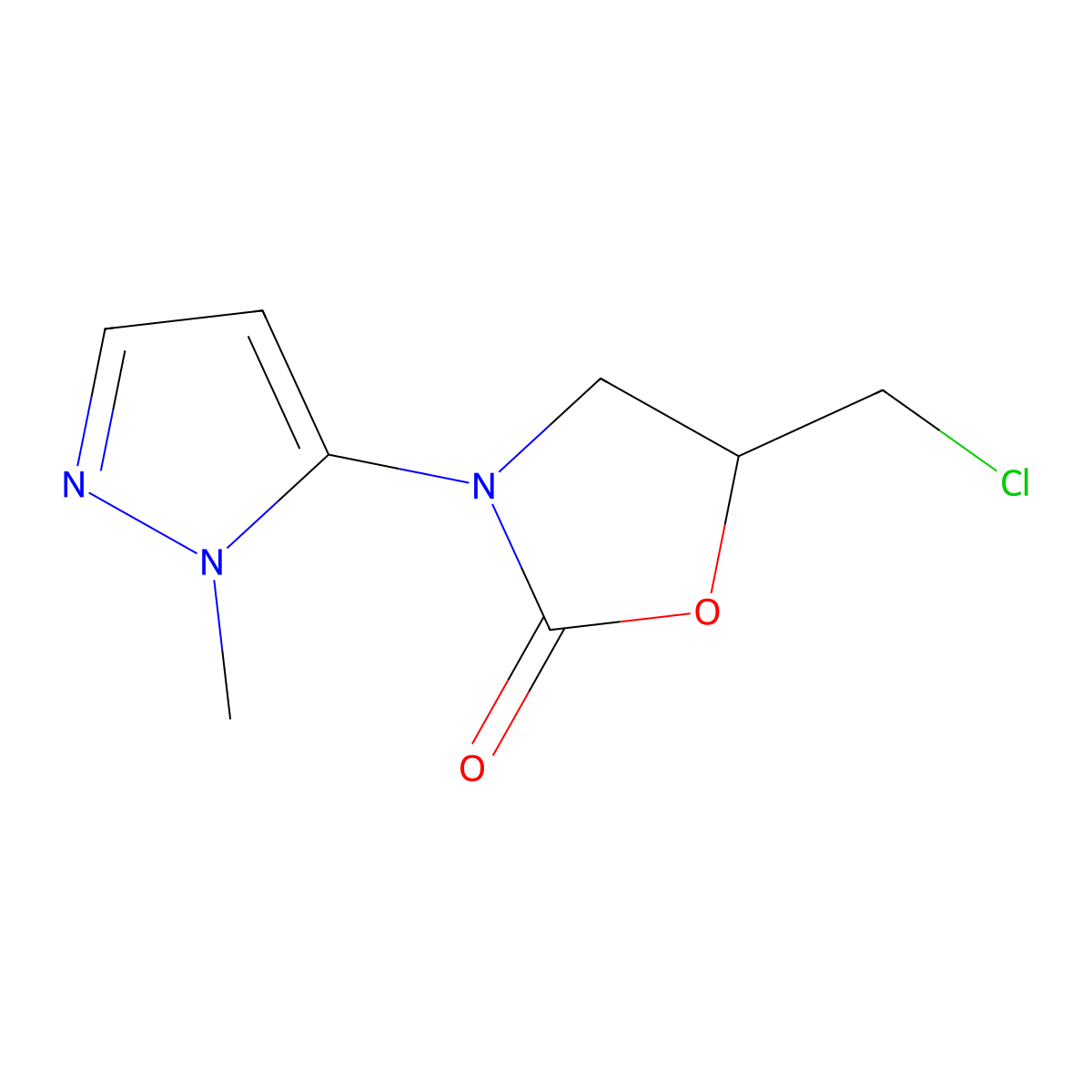 5-(chloromethyl)-3-(1-methyl-1H-pyrazol-5-yl)-1,3-oxazolidin-2-one molecular structure, CAS 1706459-11-1