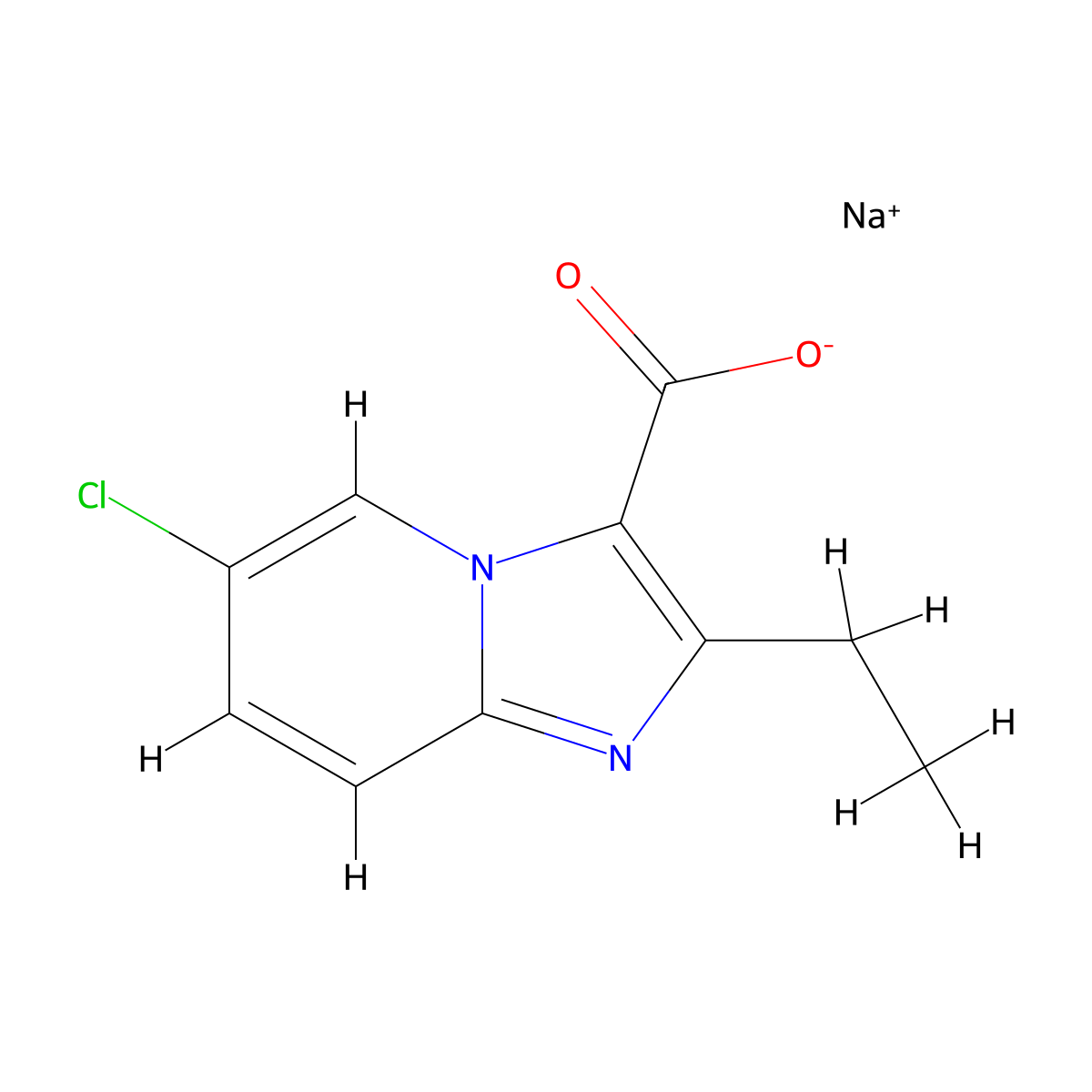 Sodium 6-chloro-2-ethylimidazo[1,2-a]pyridine-3-carboxylate molecular structure, CAS 1706459-17-7