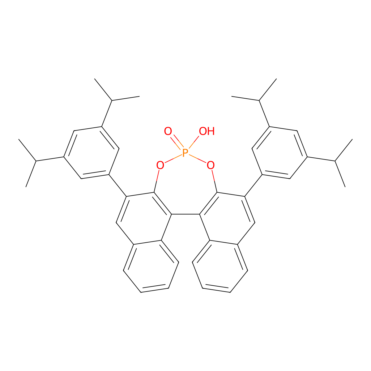 (R)-3,3'-Bis(3,5-diisopropylphenyl)-1,1'-binapthyl-2,2'-diyl hydrogenphosphate molecular structure, CAS 1706459-35-9
