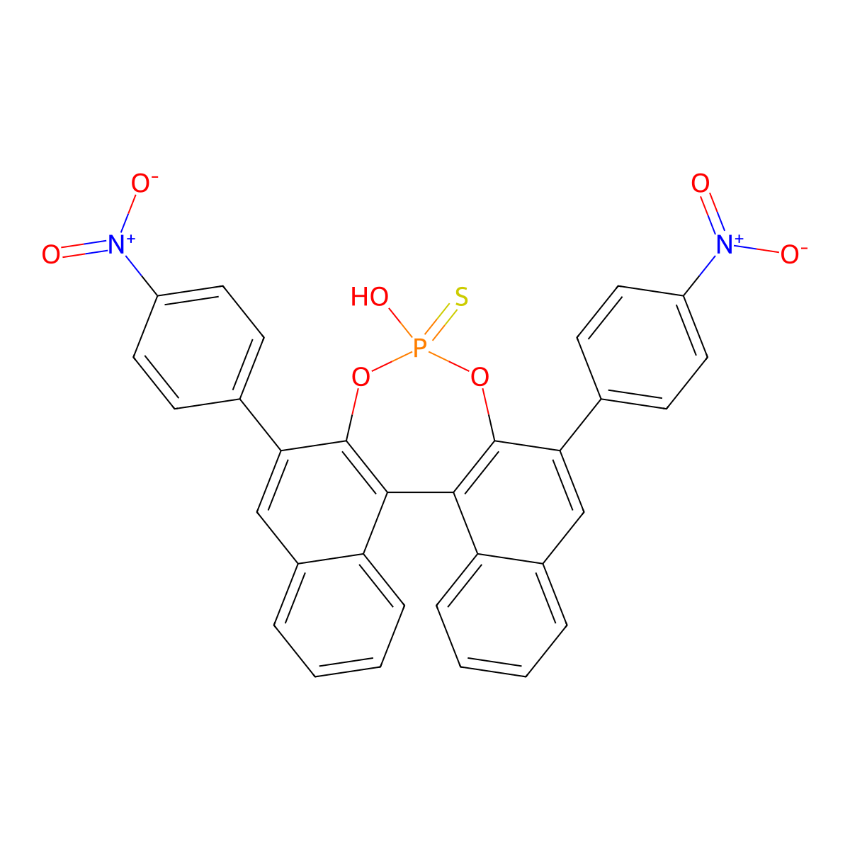 (S)-4-Hydroxy-2,6-bis(4-nitrophenyl)dinaphtho-[2,1-d:1',2'-f][1,3,2]dioxaphosphepine 4-sulfide molecular structure, CAS 1706459-42-8