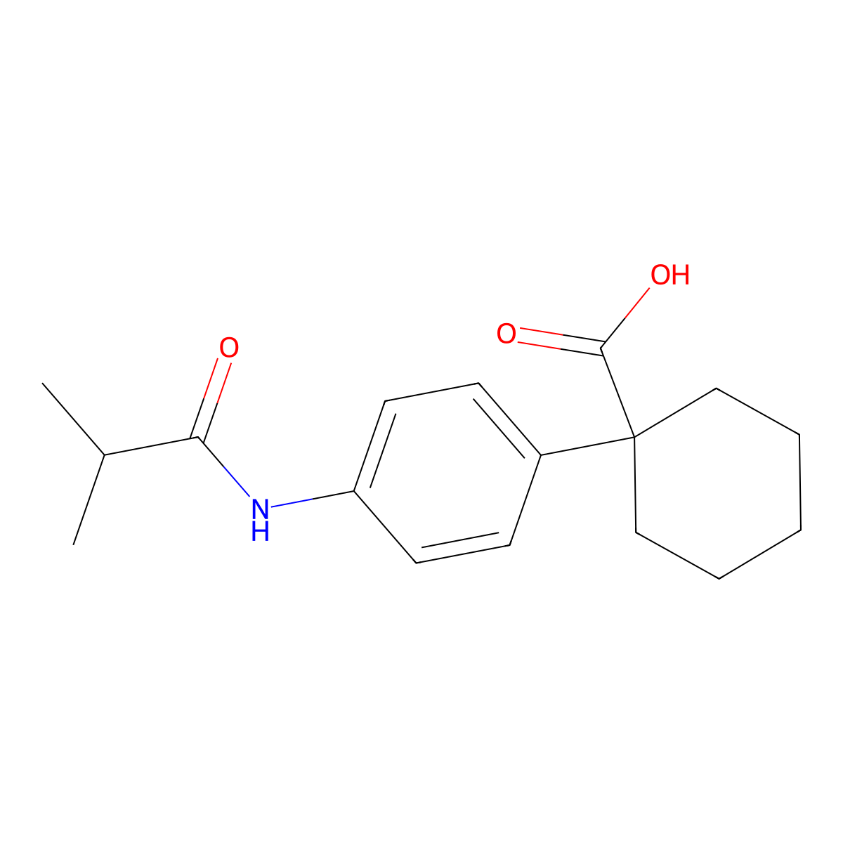 1-[4-(2-Methylpropanamido)phenyl]cyclohexane-1-carboxylic acid molecular structure, CAS 1706460-23-2