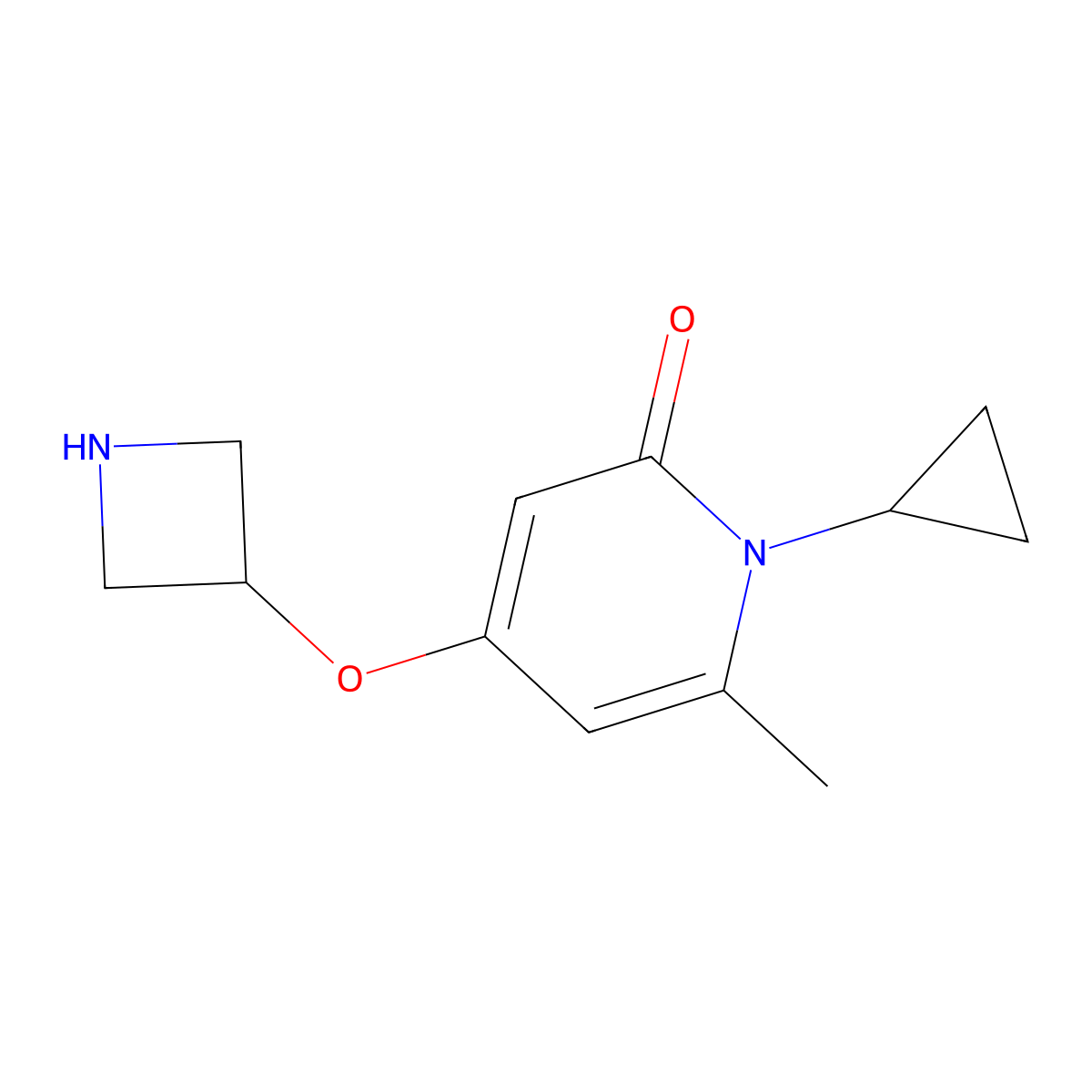 4-(azetidin-3-yloxy)-1-cyclopropyl-6-methylpyridin-2(1H)-one molecular structure, CAS 1706460-39-0