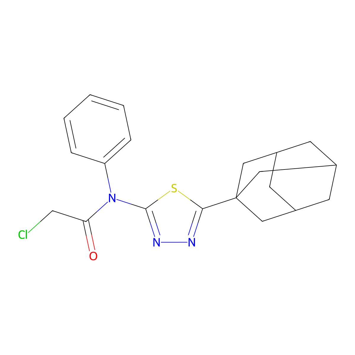 N-[5-(1-Adamantyl)-1,3,4-thiadiazol-2-yl]-2-chloro-N-phenylacetamide molecular structure, CAS 1706460-53-8