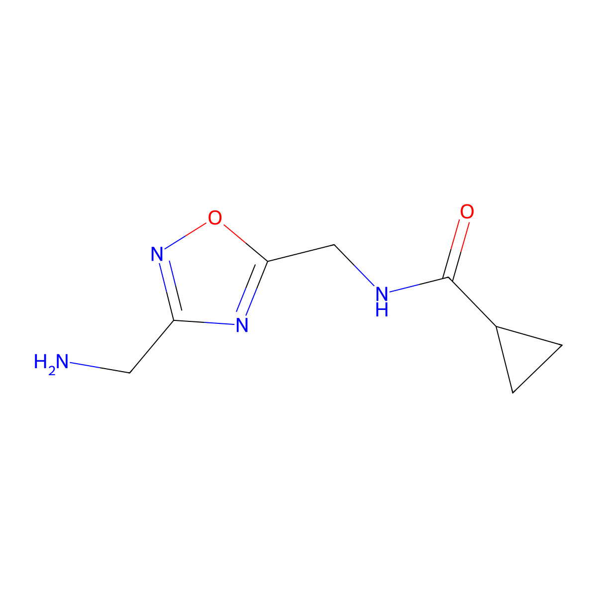 N-{[3-(aminomethyl)-1,2,4-oxadiazol-5-yl]methyl}cyclopropanecarboxamide molecular structure, CAS 1706460-57-2