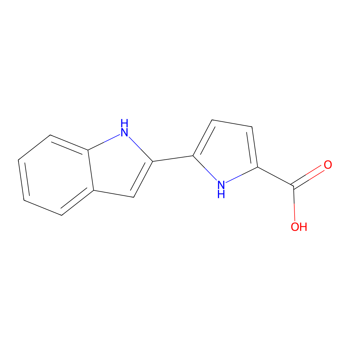 5-(1H-indol-2-yl)-1H-pyrrole-2-carboxylic acid molecular structure, CAS 1706460-98-1