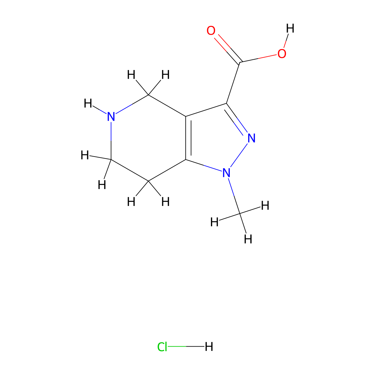 1-methyl-1H,4H,5H,6H,7H-pyrazolo[4,3-c]pyridine-3-carboxylic acid hydrochloride molecular structure, CAS 1706461-05-3
