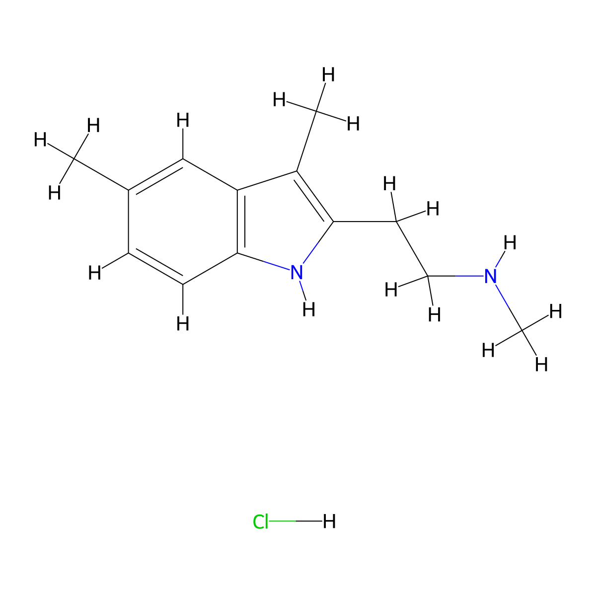 [2-(3,5-dimethyl-1H-indol-2-yl)ethyl](methyl)amine hydrochloride molecular structure, CAS 1706461-10-0
