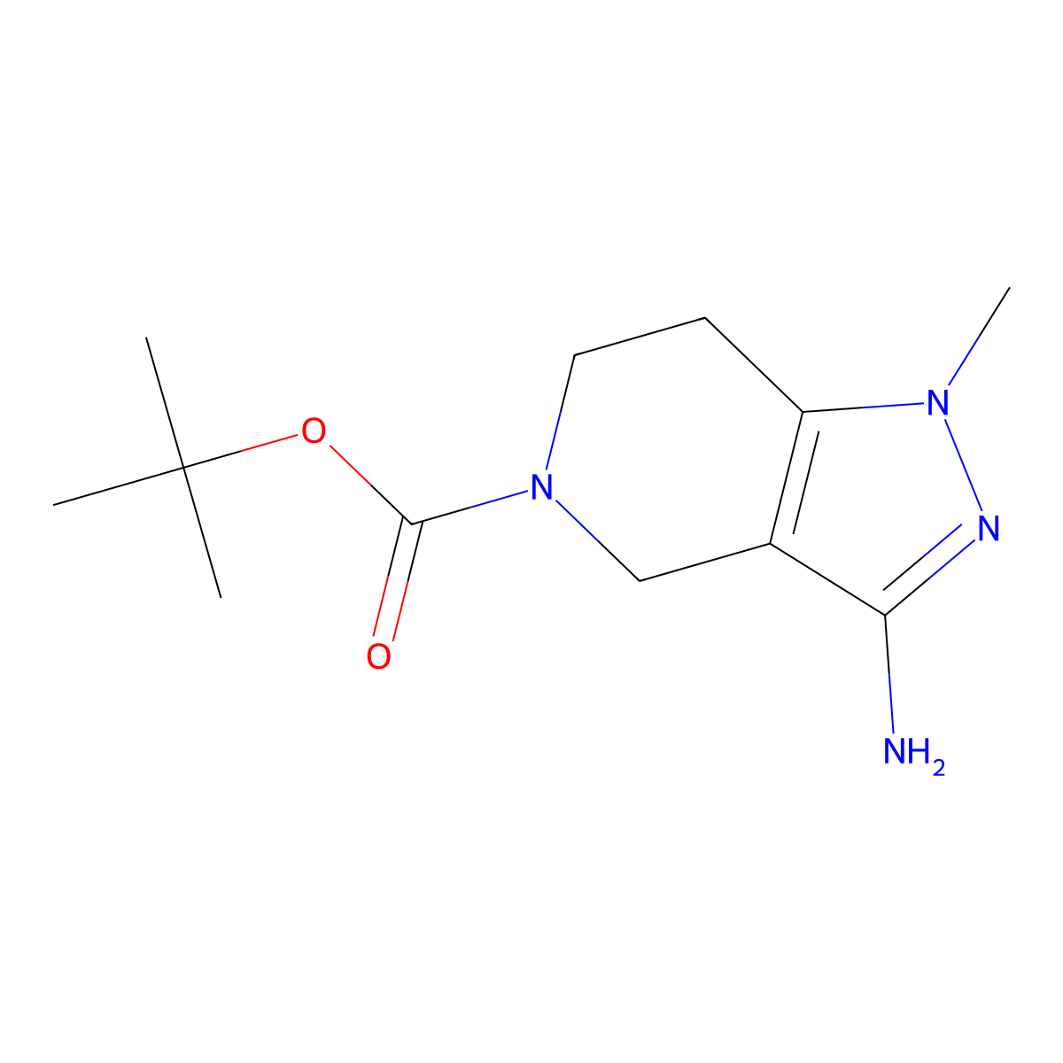 tert-butyl 3-amino-1-methyl-1H,4H,5H,6H,7H-pyrazolo[4,3-c]pyridine-5-carboxylate molecular structure, CAS 1706461-12-2