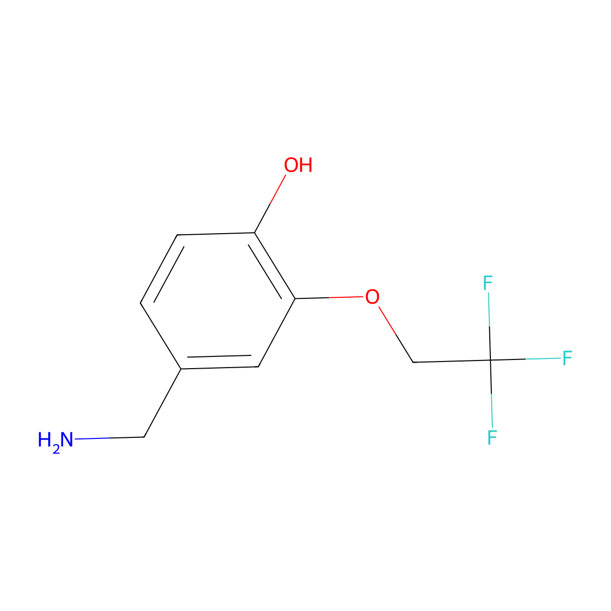 4-(Aminomethyl)-2-(2,2,2-trifluoroethoxy)phenol molecular structure, CAS 1706462-21-6