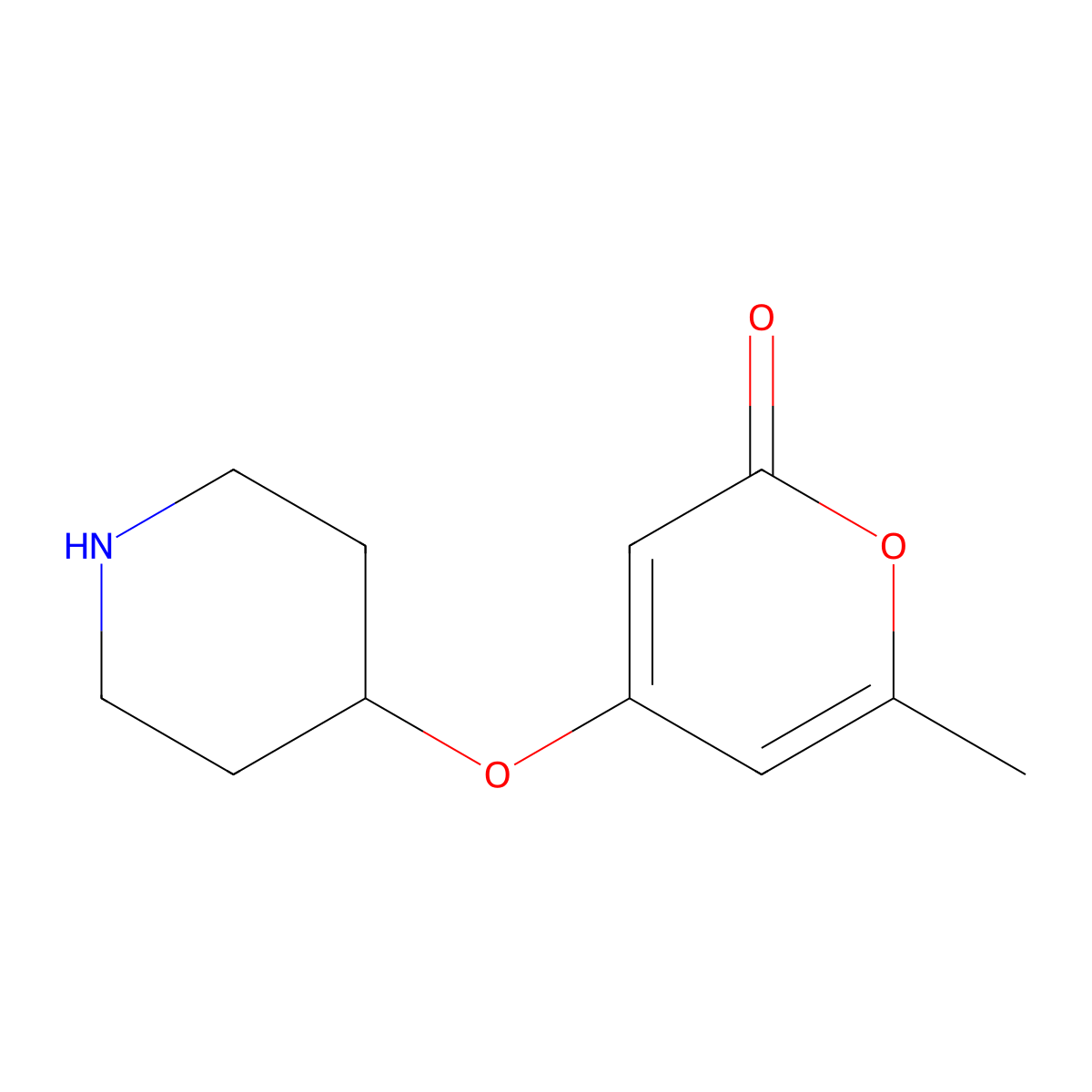 6-methyl-4-(piperidin-4-yloxy)-2H-pyran-2-one molecular structure, CAS 1706462-63-6