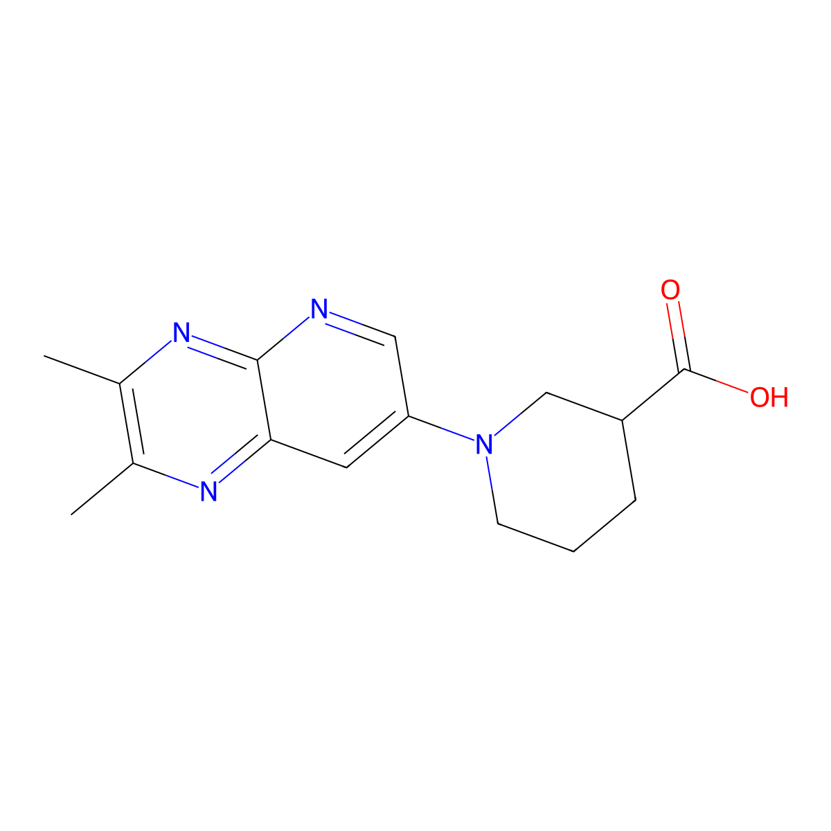 1-(2,3-Dimethylpyrido[2,3-b]pyrazin-7-yl)-3-piperidinecarboxylic acid molecular structure, CAS 1706462-78-3