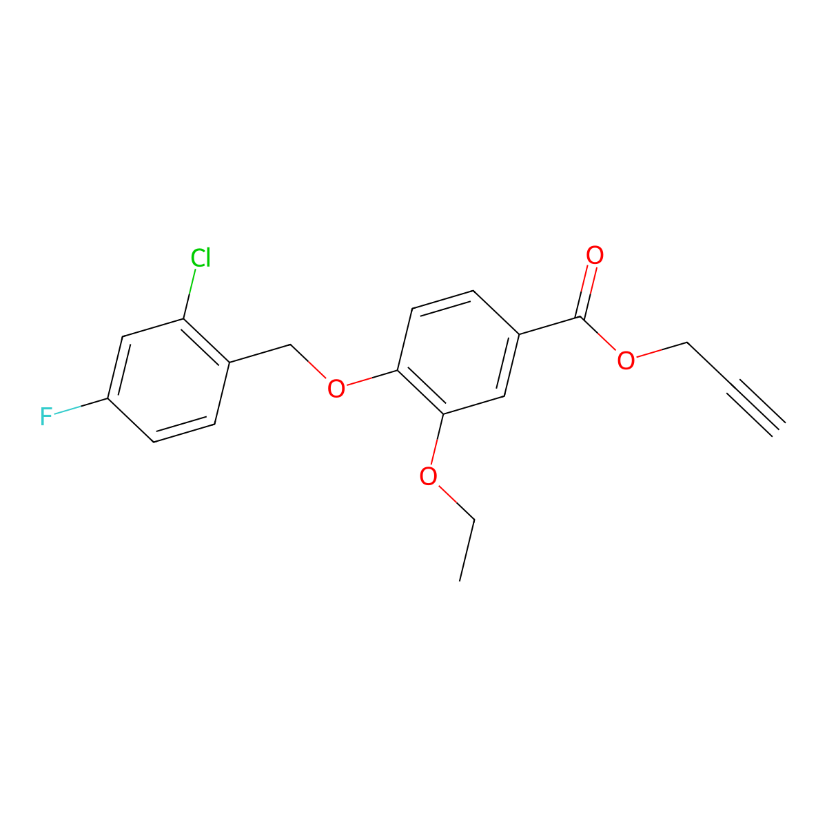 2-Propyn-1-yl 4-[(2-chloro-4-fluorophenyl)methoxy]-3-ethoxybenzoate molecular structure, CAS 1706463-23-1
