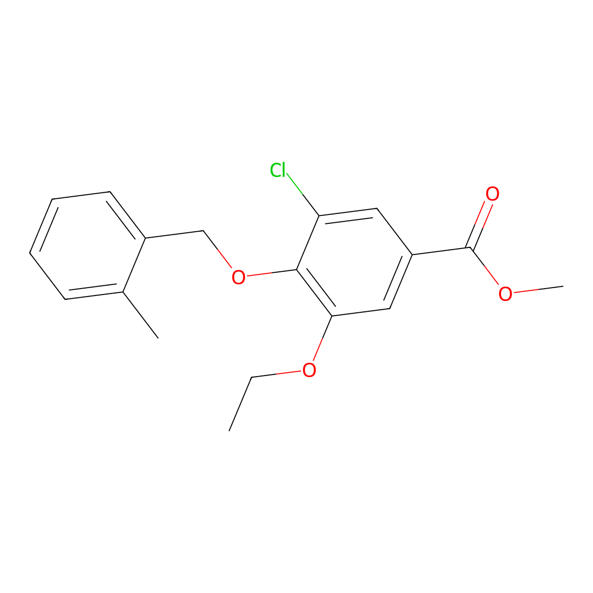 Methyl 3-chloro-5-ethoxy-4-[(2-methylbenzyl)oxy]benzoate molecular structure, CAS 1706463-35-5