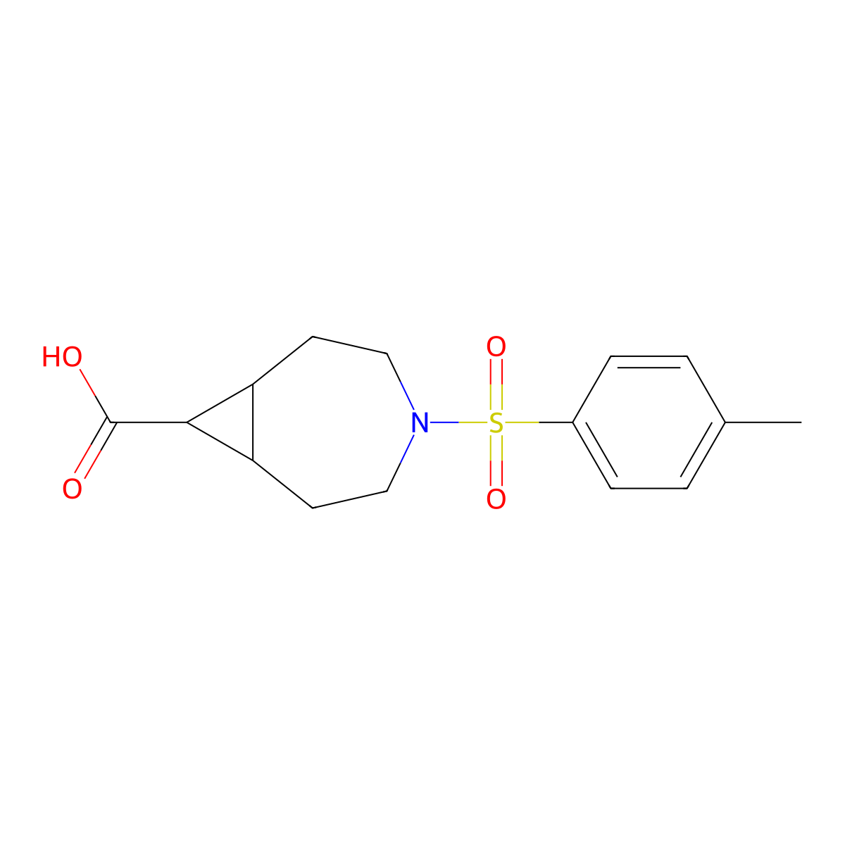 4-Tosyl-4-azabicyclo[5.1.0]octane-8-carboxylic acid molecular structure, CAS 1706463-40-2