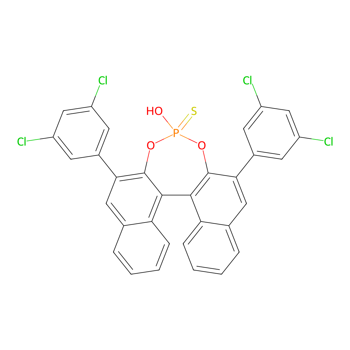 (S)-2,6-Bis(3,5-dichlorophenyl)-4-hydroxydinaphtho-[2,1-d:1',2'-f][1,3,2]dioxaphosphepine 4-sulfide molecular structure, CAS 1706463-50-4