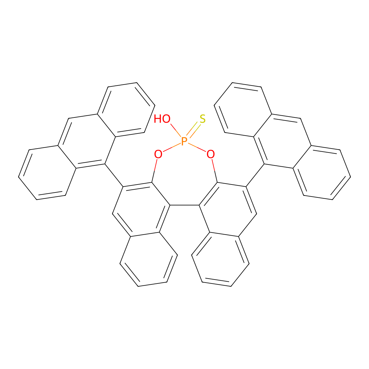 (S)-2,6-Di(anthracen-9-yl)-4-hydroxydinaphtho-[2,1-d:1',2'-f][1,3,2]dioxaphosphepine 4-sulfide molecular structure, CAS 1706463-52-6