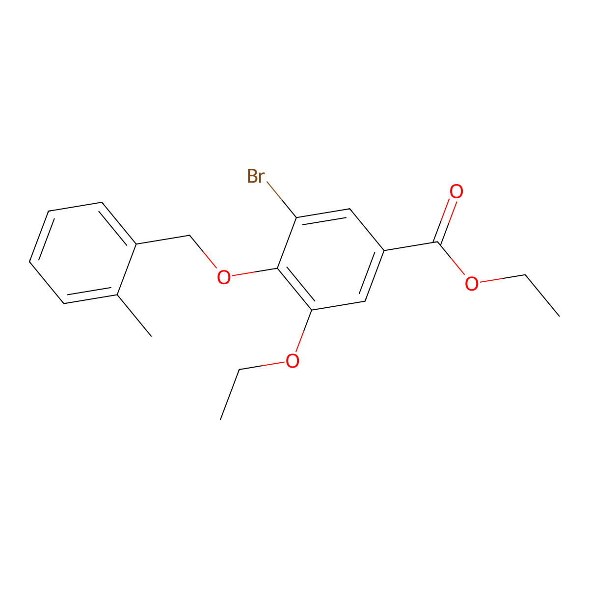 Benzoic acid, 3-bromo-5-ethoxy-4-[(2-methylphenyl)methoxy]-, ethyl ester molecular structure, CAS 1706463-53-7