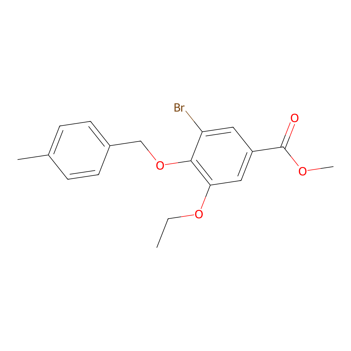 Methyl 3-bromo-5-ethoxy-4-[(4-methylbenzyl)oxy]benzoate molecular structure, CAS 1706463-54-8
