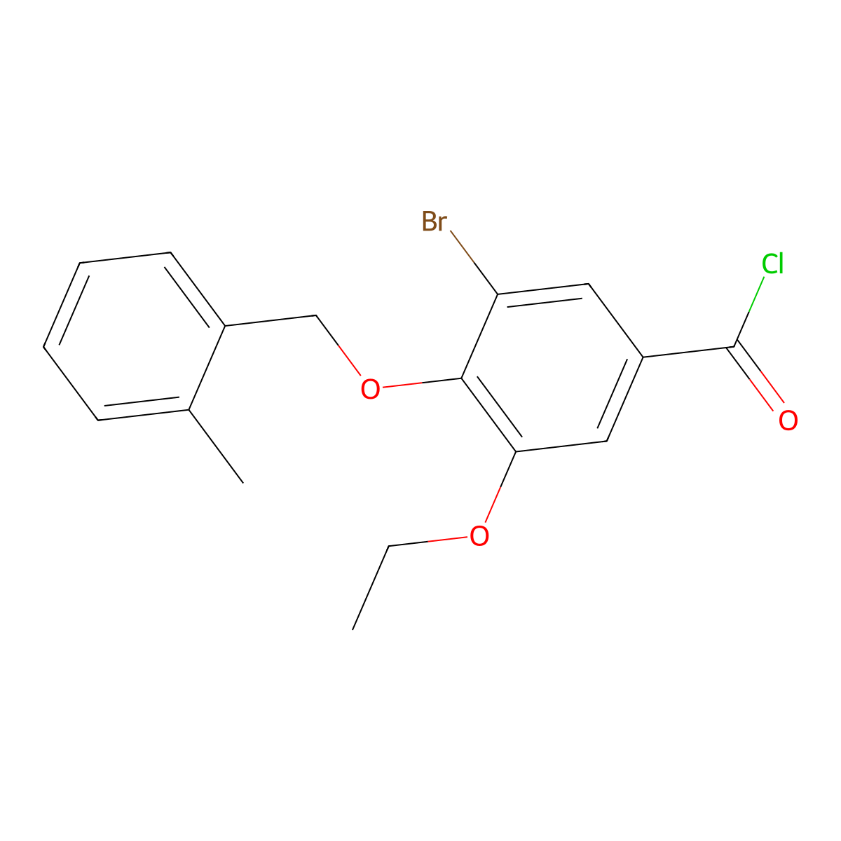 3-Bromo-5-ethoxy-4-[(2-methylbenzyl)oxy]benzoyl chloride molecular structure, CAS 1706463-58-2