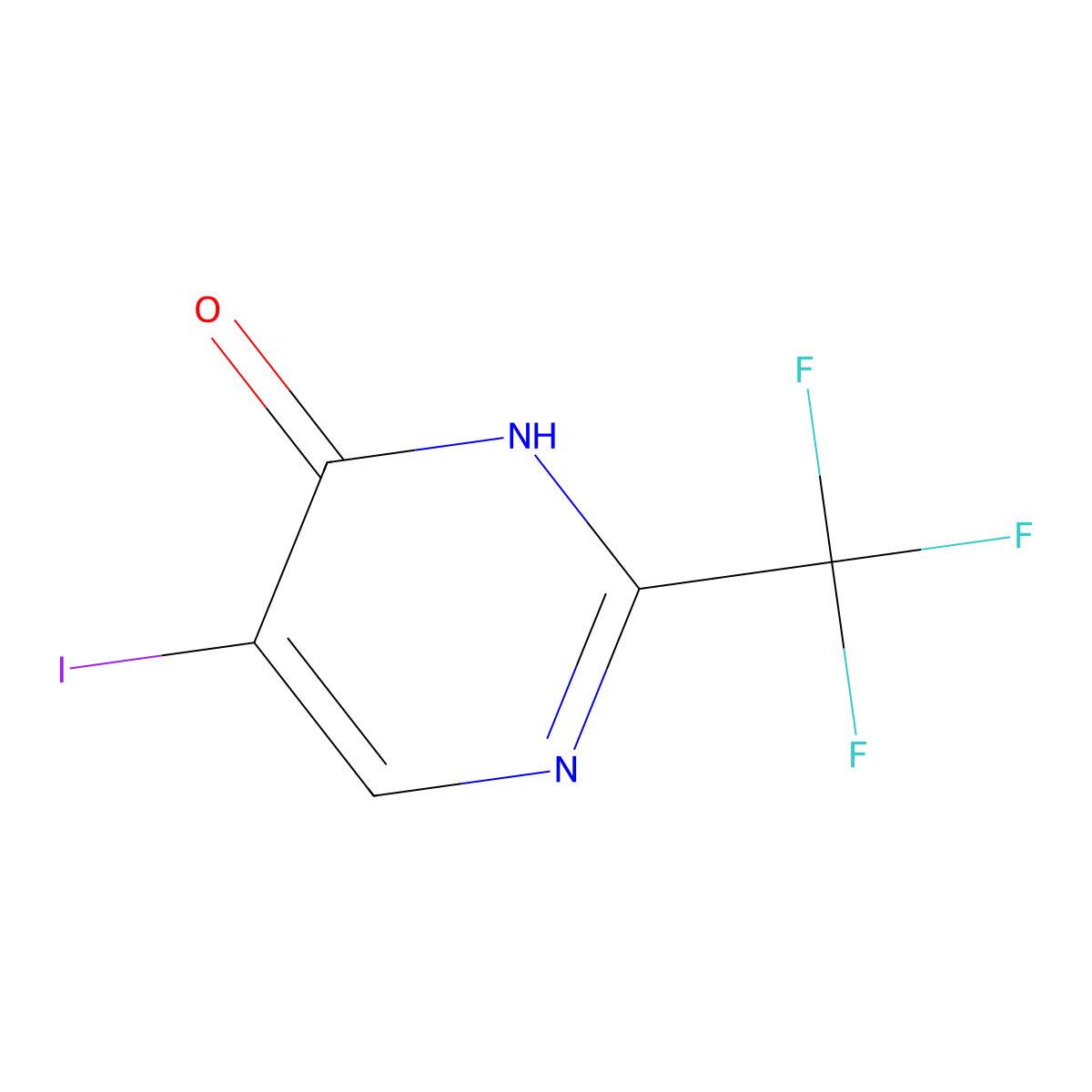 5-Iodo-2-(trifluoromethyl)pyrimidin-4(3H)-one molecular structure, CAS 1706464-36-9