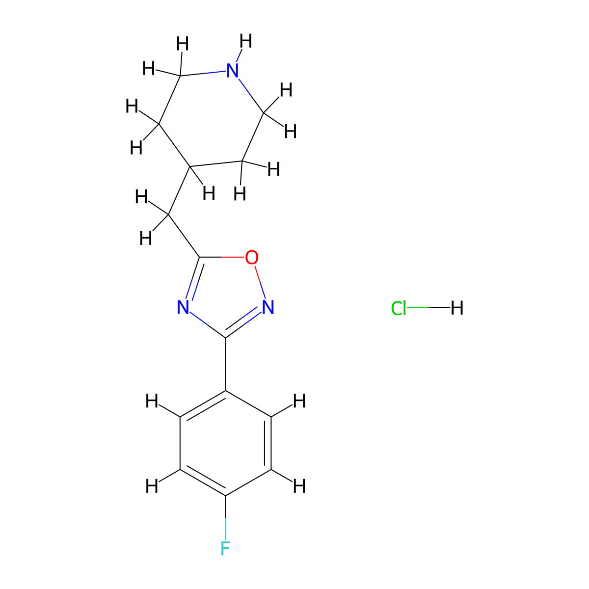 4-{[3-(4-Fluorophenyl)-1,2,4-oxadiazol-5-yl]methyl}piperidine hydrochloride molecular structure, CAS 1706464-42-7