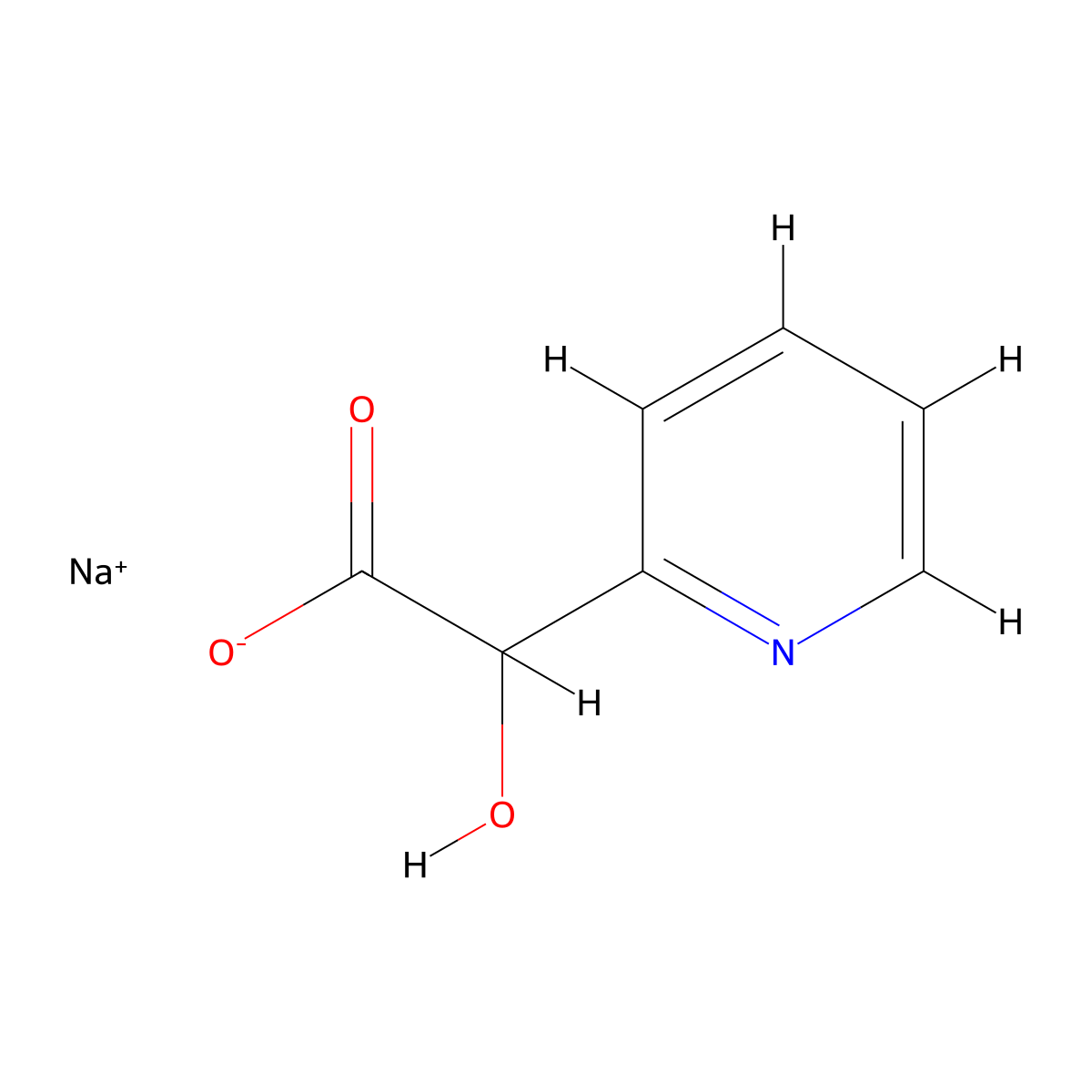 Sodium 2-hydroxy-2-(pyridin-2-yl)acetate molecular structure, CAS 1706465-12-4