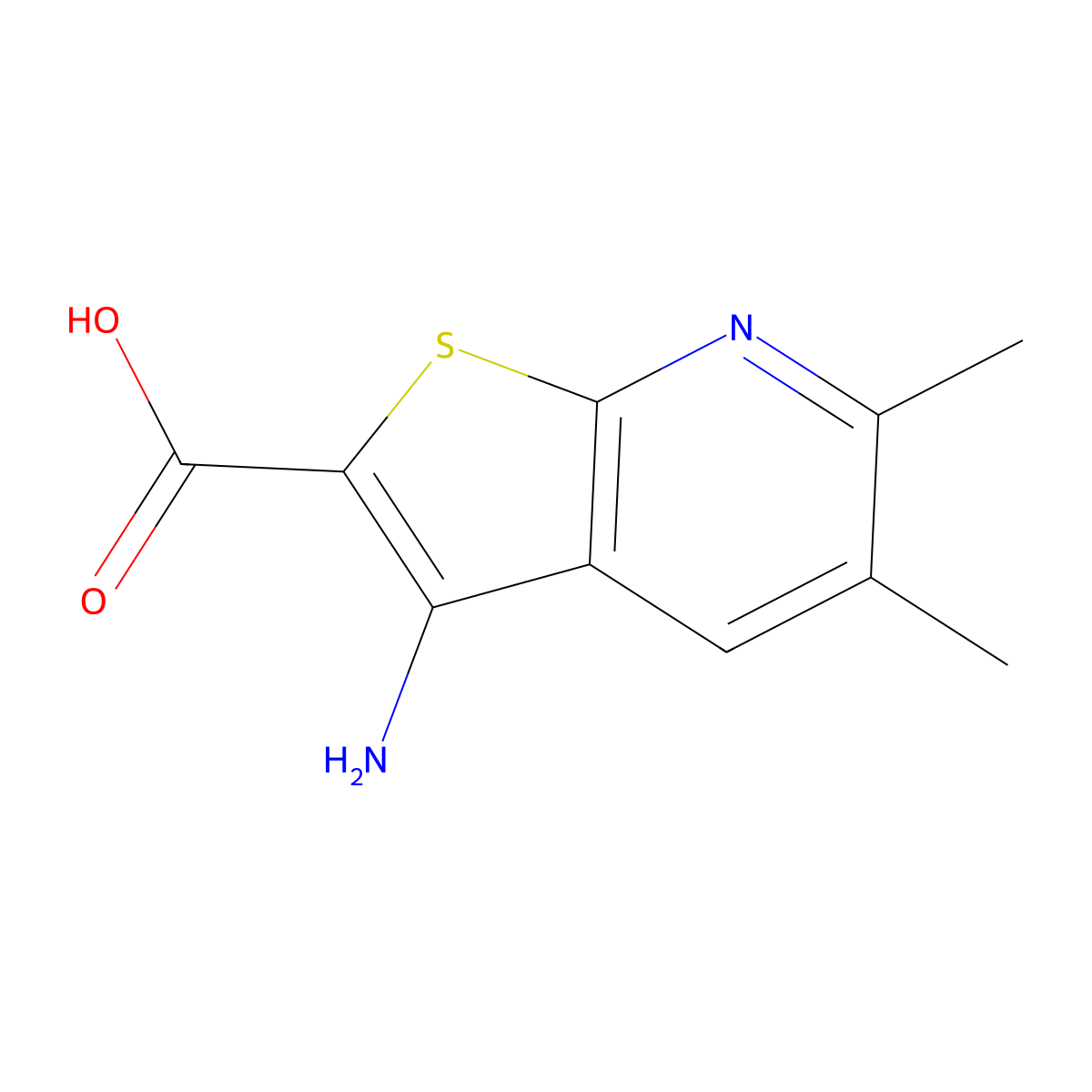 3-Amino-5,6-dimethylthieno[2,3-b]pyridine-2-carboxylic acid molecular structure, CAS 1706465-15-7