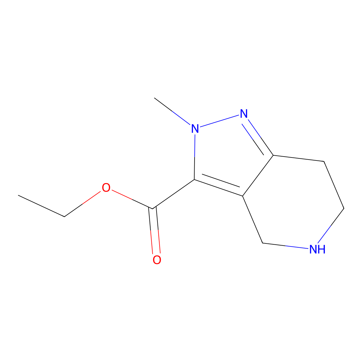 ethyl 2-methyl-2H,4H,5H,6H,7H-pyrazolo[4,3-c]pyridine-3-carboxylate molecular structure, CAS 1706469-29-5