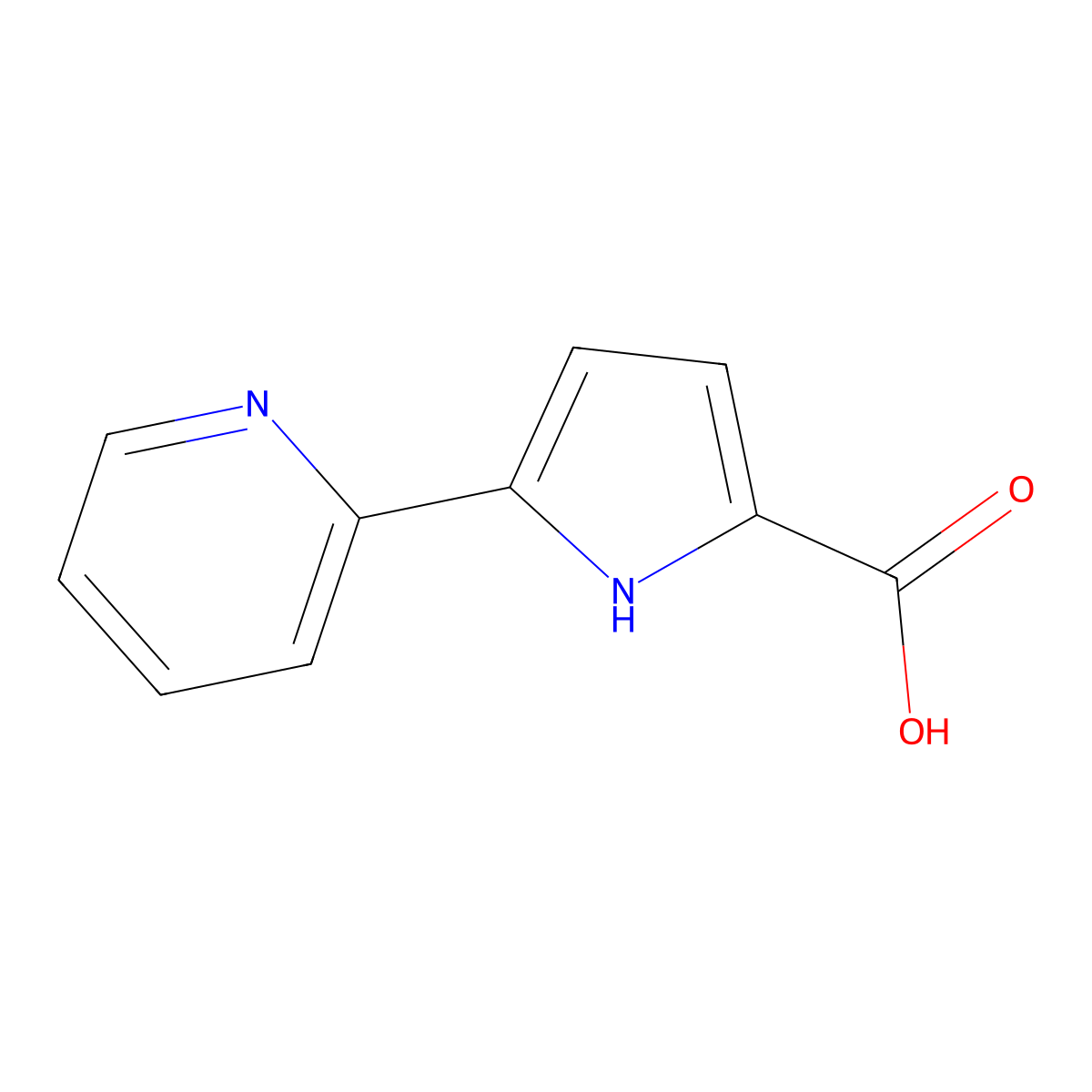 5-(pyridin-2-yl)-1H-pyrrole-2-carboxylic acid molecular structure, CAS 1706469-32-0