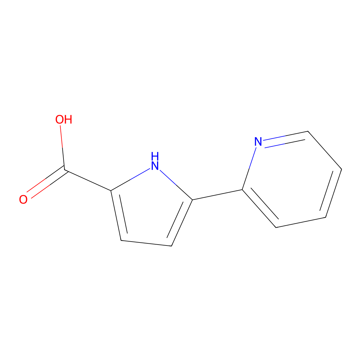 5-(pyridin-2-yl)-1H-pyrrole-2-carboxylic acid molecular structure, CAS 1706469-32-0