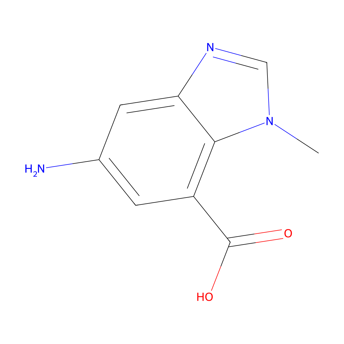 5-amino-1-methyl-1H-1,3-benzodiazole-7-carboxylic acid molecular structure, CAS 1706469-44-4
