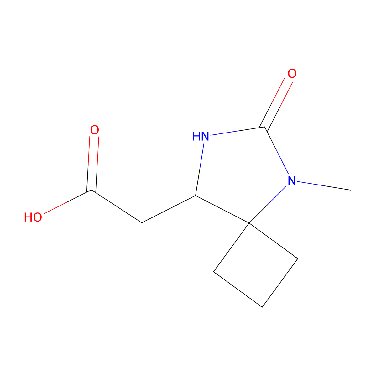 2-(5-Methyl-6-oxo-5,7-diazaspiro[3.4]octan-8-yl)acetic acid molecular structure, CAS 1706533-03-0