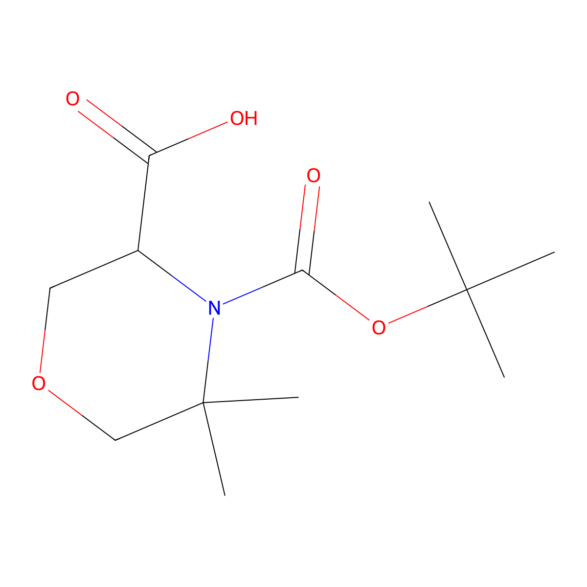 4-(tert-Butoxycarbonyl)-5,5-dimethylmorpholine-3-carboxylic acid molecular structure, CAS 1706541-03-8