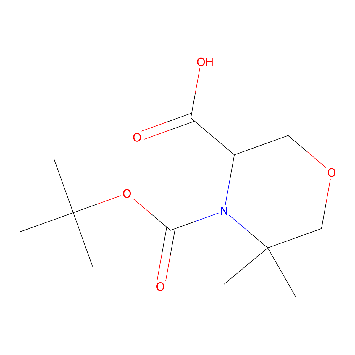 4-(tert-Butoxycarbonyl)-5,5-dimethylmorpholine-3-carboxylic acid molecular structure, CAS 1706541-03-8