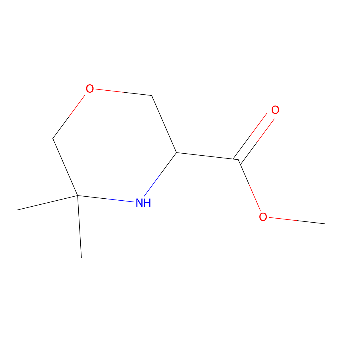 Methyl 5,5-dimethylmorpholine-3-carboxylate molecular structure, CAS 1706541-30-1