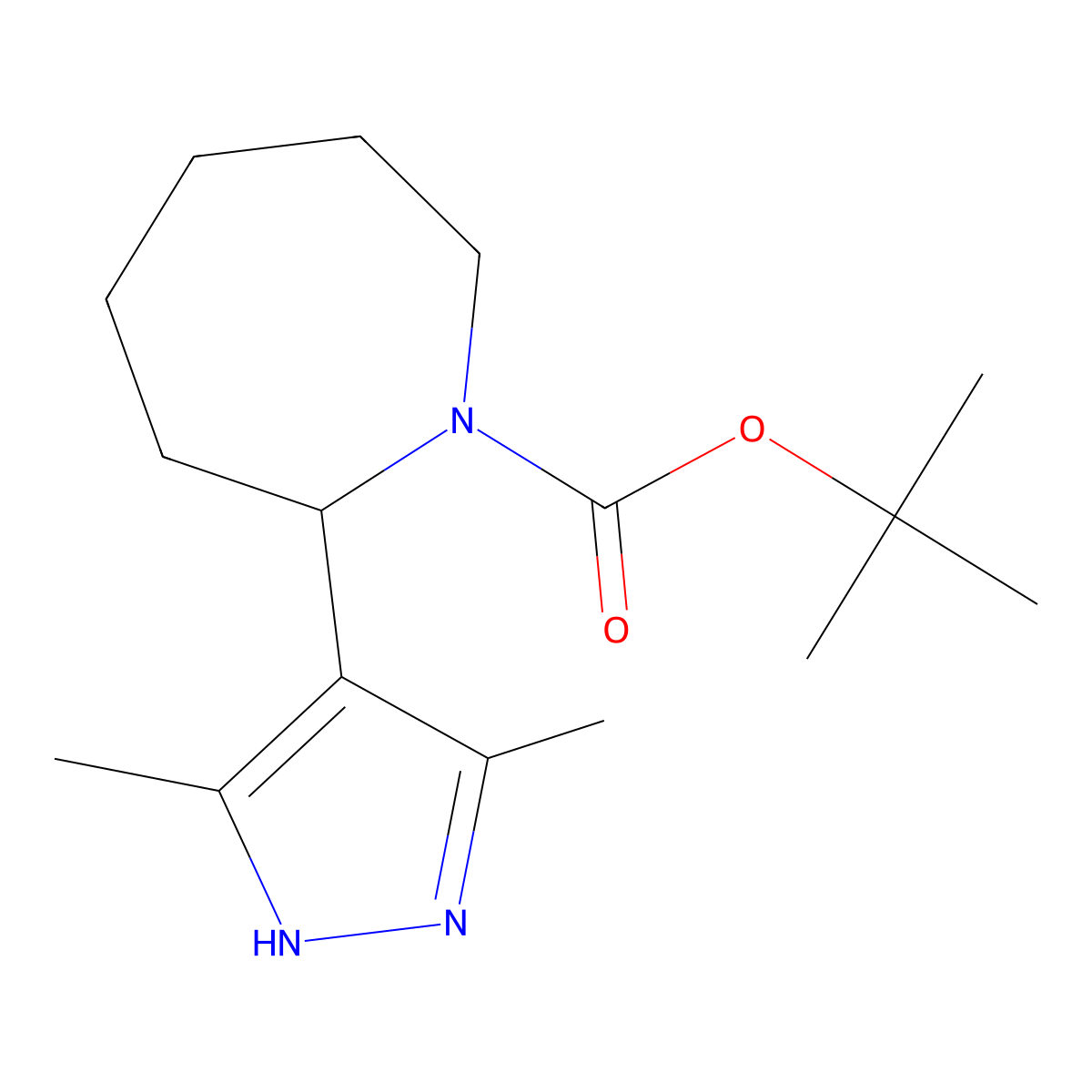 tert-Butyl 2-(3,5-dimethyl-1H-pyrazol-4-yl)azepane-1-carboxylate molecular structure, CAS 1706546-35-1