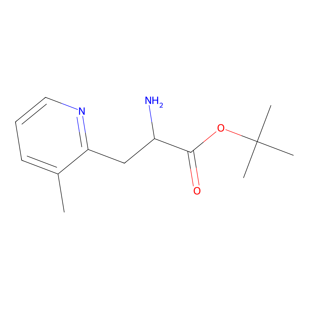Tert-butyl 2-amino-3-(3-methylpyridin-2-yl)propanoate molecular structure, CAS 1706549-37-2