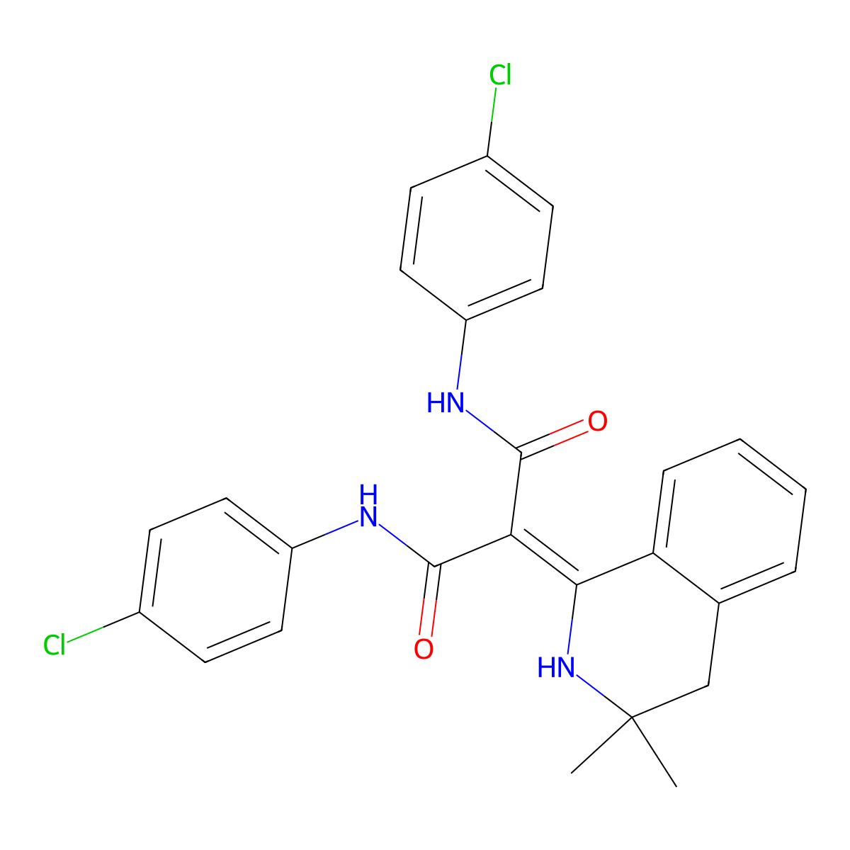 N,N'-bis(4-chlorophenyl)-2-(3,3-dimethyl-2,4-dihydroisoquinolin-1-ylidene)propanediamide molecular structure, CAS 170658-24-9