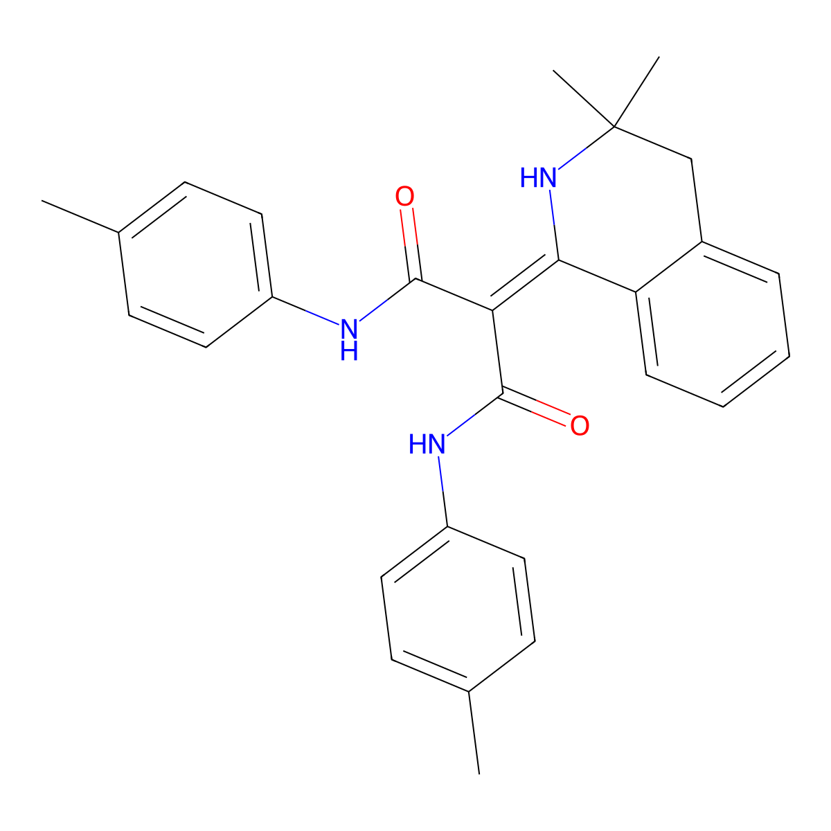 Propanediamide, N,N'-bis(4-methylphenyl)-2-(3,4-dihydro-3,3-dimethyl-1(2H)-isoquinolinylidene)- molecular structure, CAS 170658-29-4