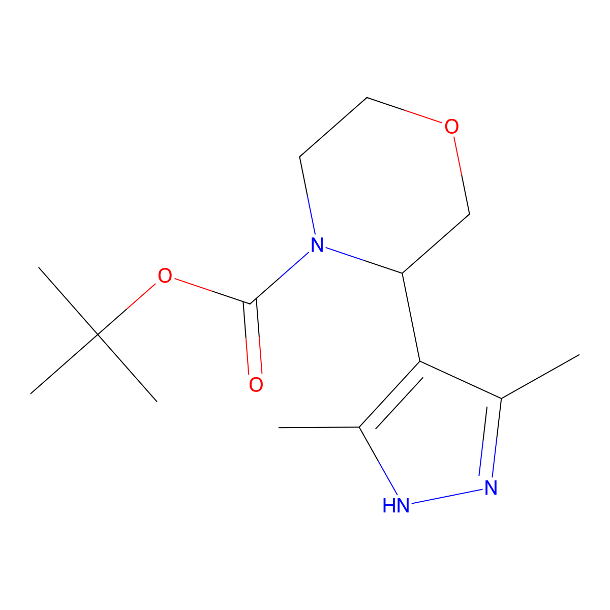 tert-Butyl 3-(3,5-dimethyl-1H-pyrazol-4-yl)morpholine-4-carboxylate molecular structure, CAS 1706583-80-3