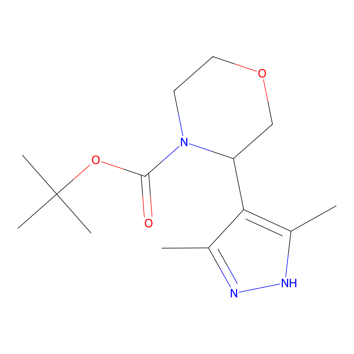 tert-Butyl 3-(3,5-dimethyl-1H-pyrazol-4-yl)morpholine-4-carboxylate molecular structure, CAS 1706583-80-3
