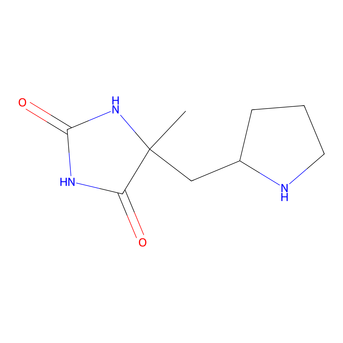 5-Methyl-5-(pyrrolidin-2-ylmethyl)imidazolidine-2,4-dione molecular structure, CAS 1706583-81-4
