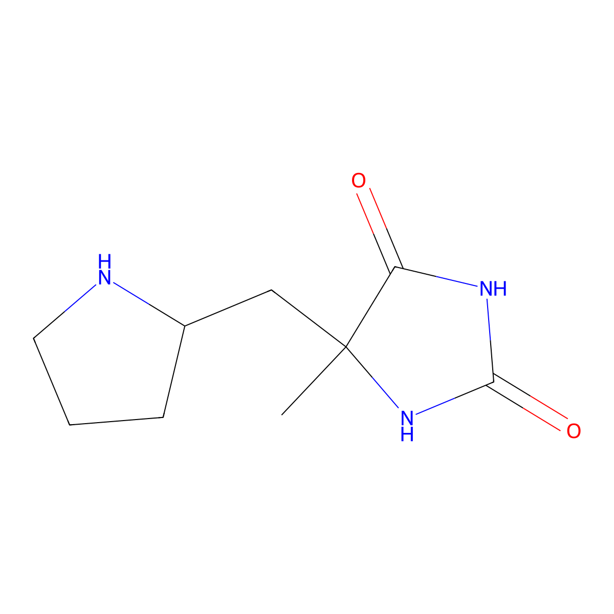 5-Methyl-5-(pyrrolidin-2-ylmethyl)imidazolidine-2,4-dione molecular structure, CAS 1706583-81-4