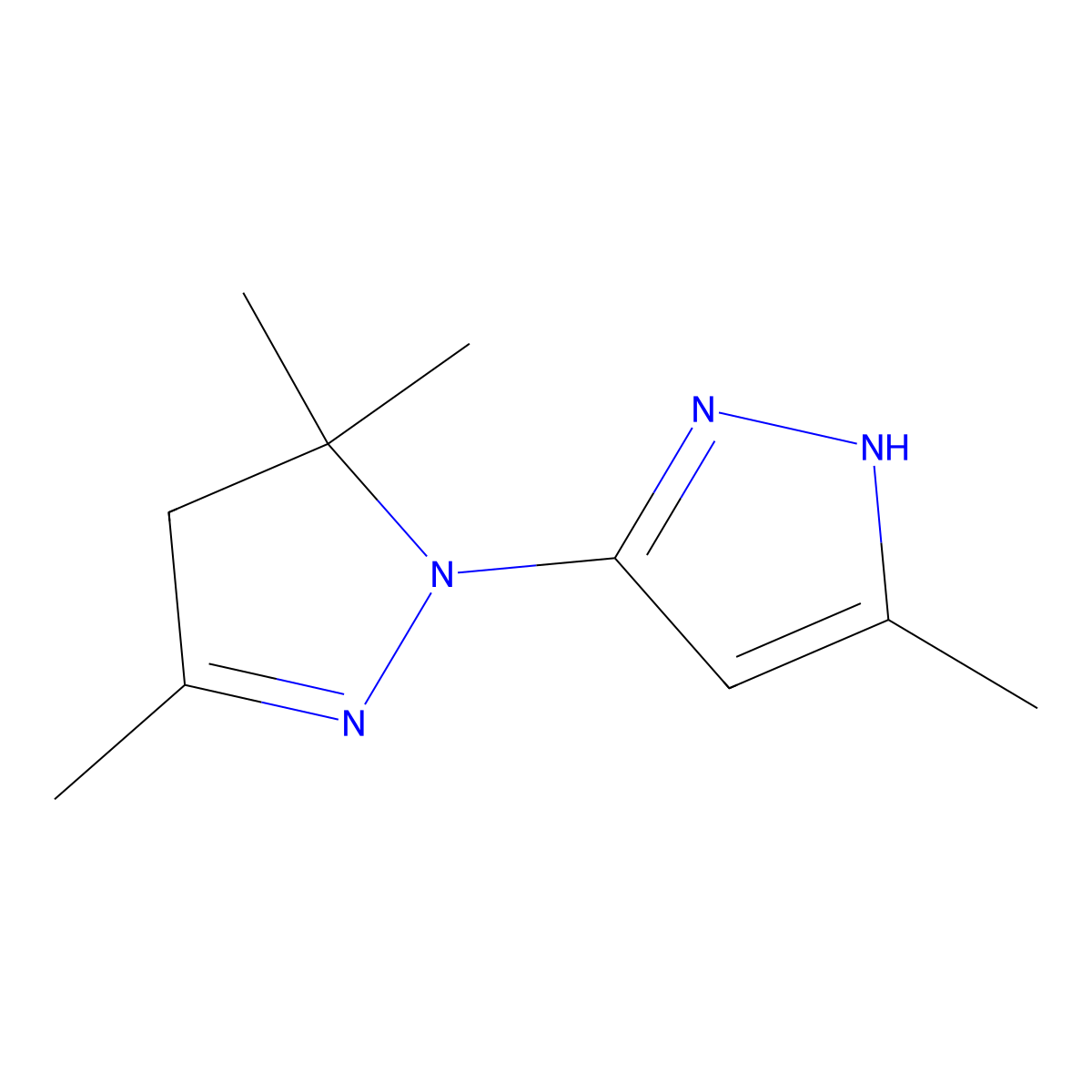 3,5,5-trimethyl-1-(5-methyl-1H-pyrazol-3-yl)-4H-pyrazole molecular structure, CAS 17066-76-1