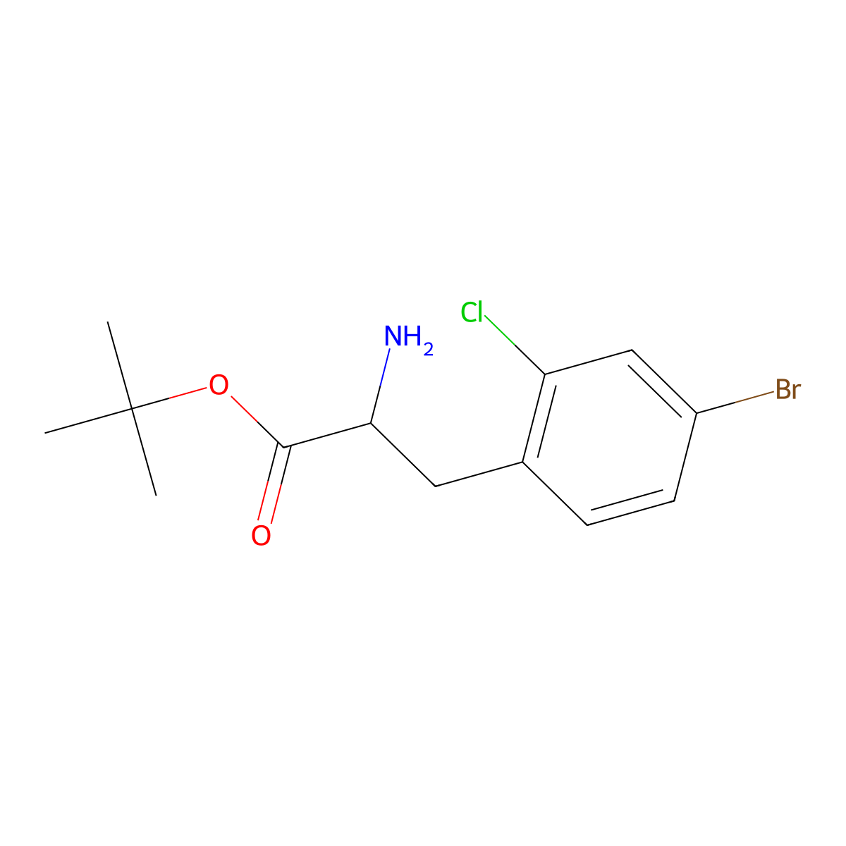Tert-butyl 2-amino-3-(4-bromo-2-chlorophenyl)propanoate molecular structure, CAS 1706623-45-1