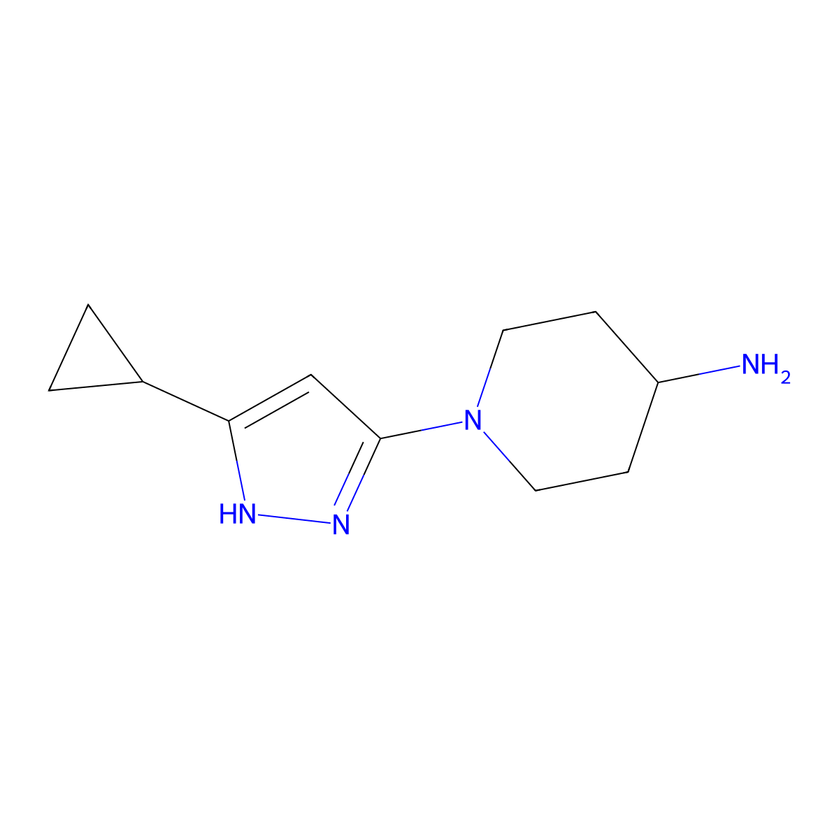 1-(5-Cyclopropyl-1H-pyrazol-3-yl)piperidin-4-amine molecular structure, CAS 1706646-62-9